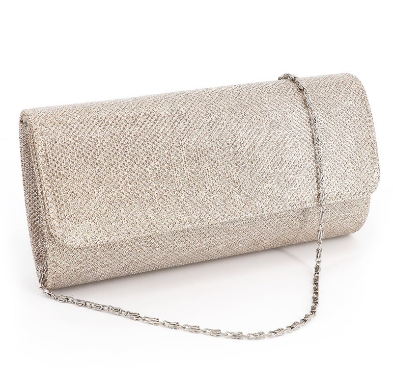 Naimo Flap Dazzling Small Clutch Bag Evening Bag With Detachable Chain (Champagne) - Image 1